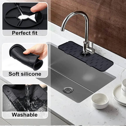 1B- 1 pc Likeshoppe’s Hot Sale Silicone Faucet Drip Catcher Sink Draining PadFaucet Absorbent Mat Sink Splash Guard Silicone Faucet Mat. - Likeshoppe 