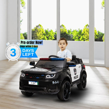 BH14- 12V Kids Police Ride On Car Electric Cars 2.4G Remote Control, LED Flashing Light, Music & Horn. - Likeshoppe 