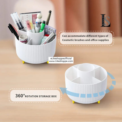 1A- Likeshoppe’s 360 Degree Rotating Makeup Storage Round Pencil Holder Desk Organizers with 5 Slots Desktop Dresser Office. - Likeshoppe 