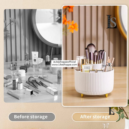 1A- Likeshoppe’s 360 Degree Rotating Makeup Storage Round Pencil Holder Desk Organizers with 5 Slots Desktop Dresser Office. - Likeshoppe 