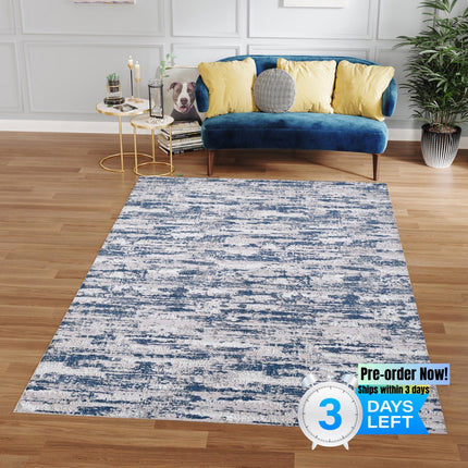 AQ26- Milano Collection Nautical Navy Blue Woven Area Rug - Likeshoppe 