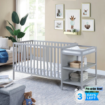 AO21-Palmer 3-in-1 Convertible Crib and Changer Combo Gray - Likeshoppe 