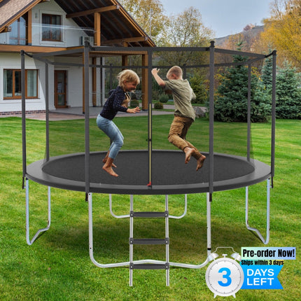 BA30- 12FT Trampoline with Safety Enclosure Net, Outdoor Trampoline with Heavy Duty Jumping Mat and Spring Cover Padding for Kids and Adults - Likeshoppe 