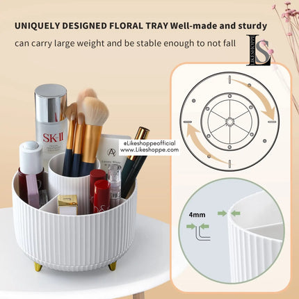 1A- Likeshoppe’s 360 Degree Rotating Makeup Storage Round Pencil Holder Desk Organizers with 5 Slots Desktop Dresser Office. - Likeshoppe 