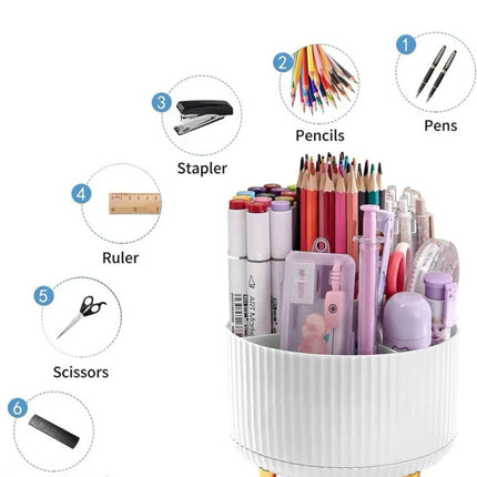 1A- Likeshoppe’s 360 Degree Rotating Makeup Storage Round Pencil Holder Desk Organizers with 5 Slots Desktop Dresser Office. - Likeshoppe 