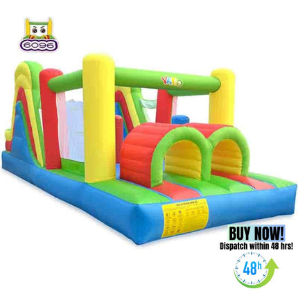 BC16- YARD Rainbow Inflatable Obstacle Course Bounce House with Blower - Likeshoppe 