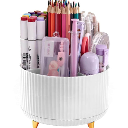 1A- Likeshoppe’s 360 Degree Rotating Makeup Storage Round Pencil Holder Desk Organizers with 5 Slots Desktop Dresser Office. - Likeshoppe 