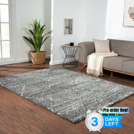 AQ9- Talas Trellis Area Rug in Grey and Cream - Likeshoppe 