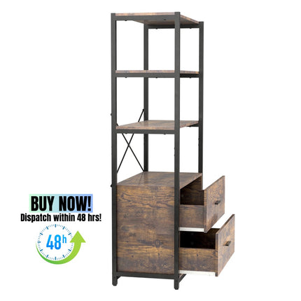 AT21- Industrial Wood Bookcase Retro Bookshelf Storage Display Rack Utility Book Shelf - Likeshoppe 