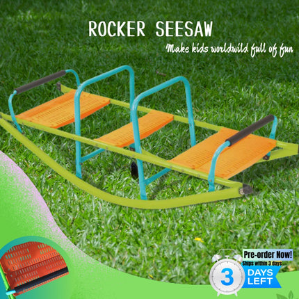 BD4- XSS008 high quality kids seesaw plastic seat playground equipment cute baby plastic rocker outdoor children blue and green steel tube for kids age 3+ - Likeshoppe 