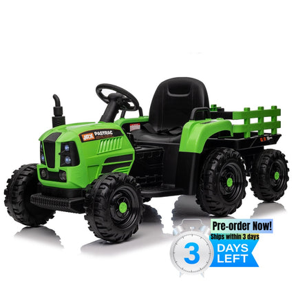 BH20- Ride on Tractor with Trailer,12V Battery Powered Electric Tractor Toy w/Remote Control,electric car for kids,Three speed adjustable,Power display, USB,MP3 ,Bluetooth,LED light,Two-point safety belt - Likeshoppe 