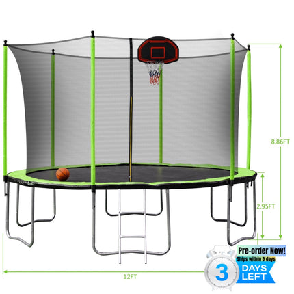 BA44- 12ft green trampoline 2023 - Likeshoppe 