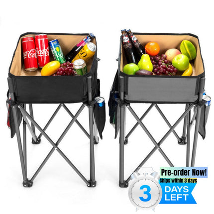 BL2-2 Pieces Folding Camping Tables with Large Capacity Storage Sink for Picnic - Likeshoppe 