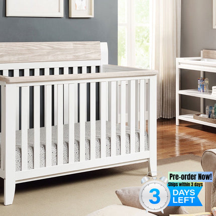 A012- Hayes 4-in-1 Convertible Crib White/Natural - Likeshoppe 