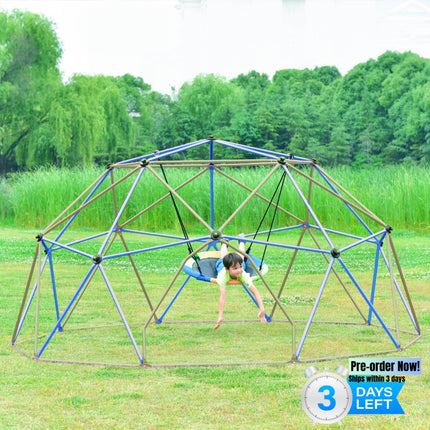 BB15- Kids Climbing Dome Tower - 12 ft Jungle Gym Geometric Playground Dome Climber Monkey Bars Play Center, Rust & UV Resistant Steel Supporting 1000 LBS - Likeshoppe 