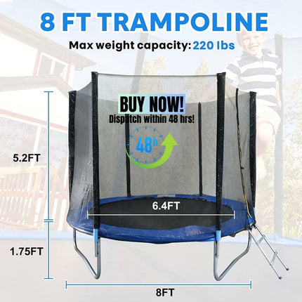 BA50- 8FT Trampoline with Safety Enclosure Net and Ladder Bounding Table; Trampoline Combo Jumping Trampoline Fitness - Likeshoppe 