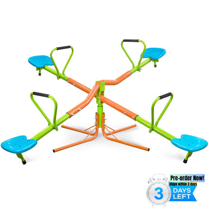 BD3- XSS004 outdoor playground four seats seesaw for kids 360 degree rotating sturdy plastic seat seesaw for kids seesaw blue and green for kids age 3+ - Likeshoppe 