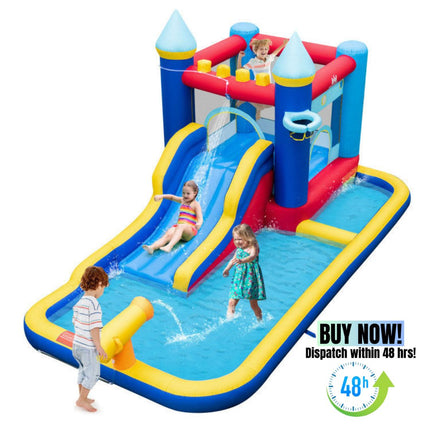 BC14- Inflatable Water Slide Bounce House with 680W Blower and 2 Pools - Likeshoppe 