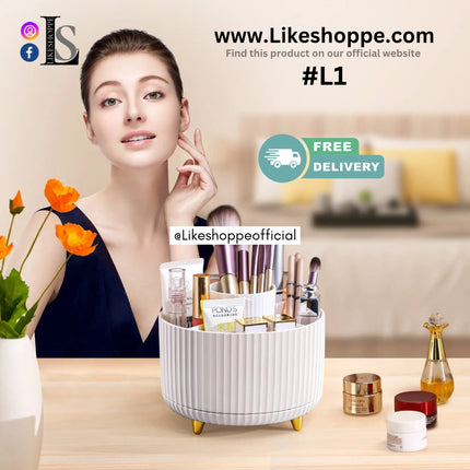 1A- Likeshoppe’s 360 Degree Rotating Makeup Storage Round Pencil Holder Desk Organizers with 5 Slots Desktop Dresser Office. - Likeshoppe 