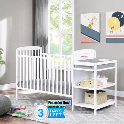 AO22- Ramsey 3-in-1 Convertible Crib and Changer Combo White - Likeshoppe 