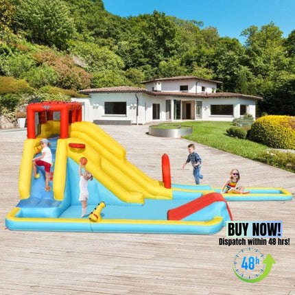 BC21- Inflatable Dual Slide Water Park Climbing Bouncer with 735W Air Blower - Likeshoppe 