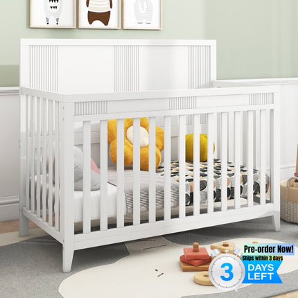 AO4-Certified Baby Safe Crib, Pine Solid Wood, Non-Toxic Finish, Snow White - Likeshoppe 