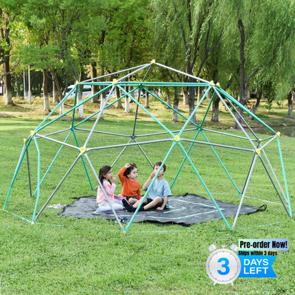 BB11-13ft Geometric Dome Climber Play Center, Kids Climbing Dome Tower with Hammock, Rust & UV Resistant Steel Supporting 1000 LBS - Likeshoppe 