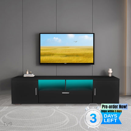 TV9- Modern TV stand with LED Lights Entertainment Center TV cabinet with Storage for Up to 75 inch for Gaming Living Room Bedroom - Likeshoppe 