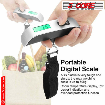 BR1- 5 Core Digital Luggage Scale Travel Weight Scales Portable for Packages Bag Suitcases TSA Approved 400 lbs Capacity Bascula De Peso kg Y Libras w Hook - LSS-004 - Likeshoppe 