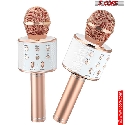 CC22- 5 Core Karaoke Wireless Microphones Bluetooth • w Stereo Mic Speaker • Portable Recording Microfono Inalambrico • SD Card & USB • Gifts Music Toys for Kids and Adults All Age- WM SPK COPPER - Likeshoppe 