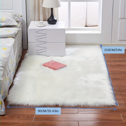 AR5- 1pc Fluffy Imitation Wool Area Rug, Suede Fleece Bottom Long Imitation Wool Rug, Acrylic 80% Polyester 20%, 2.36inch Long Wool, Living Room Bedroom Rug, Entryway Rug, Plush Rug, Simple Carpet - Likeshoppe 