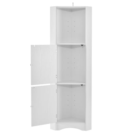 AM3- Tall Bathroom Corner Cabinet;  Freestanding Storage Cabinet with Doors and Adjustable Shelves;  MDF Board - Likeshoppe 