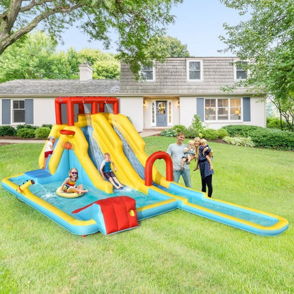 BC21- Inflatable Dual Slide Water Park Climbing Bouncer with 735W Air Blower - Likeshoppe 