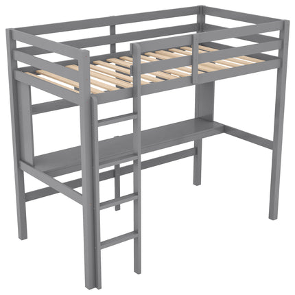 AS30- Twin Size Loft Bed with Convenient Desk;  Shelves;  and Ladder - Likeshoppe 