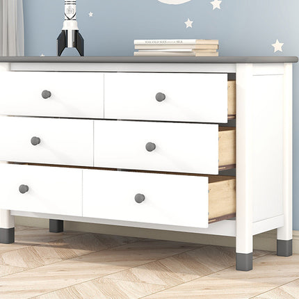 AU9- Wooden Storage Dresser with 6 Drawers,Storage Cabinet for kids Bedroom,White+Gray - Likeshoppe 