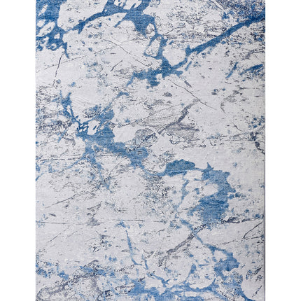 AQ6- ZARA Collection Abstract Design Silver Blue Machine Washable Super Soft Area Rug - Likeshoppe 