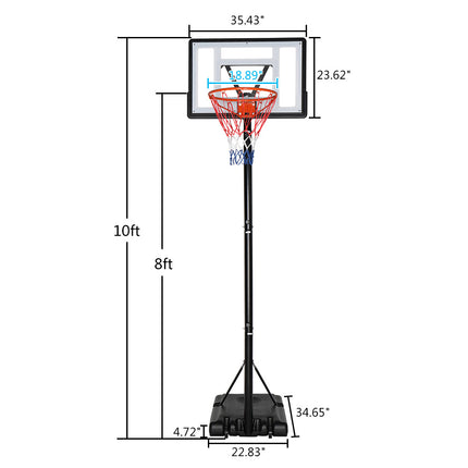 BG3- Basketball Hoop Outdoor Portable Basketball Goals, Adjustable Height 7ft - 10ft for Adults & Teenagers  YJ - Likeshoppe 