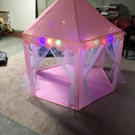 BE2-Outdoor Indoor Portable Folding Princess Castle Tent Kids Children Funny Play Fairy House Kids Play Tent(LED Star Lights) - Likeshoppe 