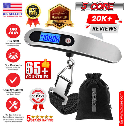 BR3- 5 Core Luggage Scale Handheld Portable weighing Electronic Digital Hanging Bag Weight Scales Travel 110 LBS 50 KG - 5 Core LSS-005 - Likeshoppe 