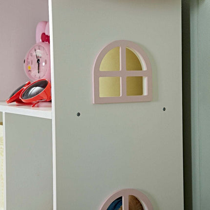 AT14- Kids Funnel Veronica Girls Pink Roof Dollhouse Bookcase - Likeshoppe 