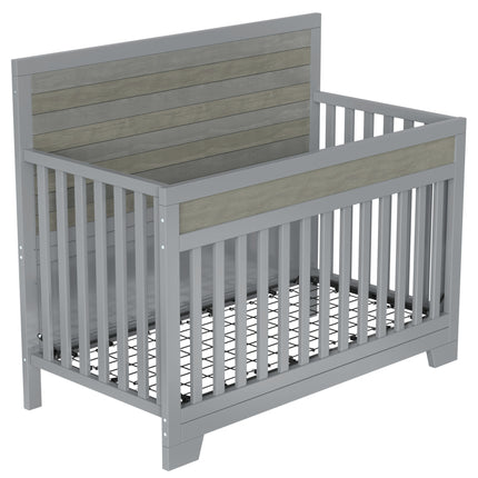 AO17- Certified Baby Safe Crib, Pine Solid Wood, Non-Toxic Finish, Gray - Likeshoppe 