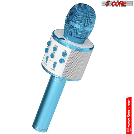 CC18- 5 Core Karaoke Wireless Microphones Bluetooth • w Stereo Mic Speaker • Portable Recording Microfono Inalambrico • SD Card & USB • Gifts Music Toys for Kids and Adults All Age- WM SPK BLU - Likeshoppe 