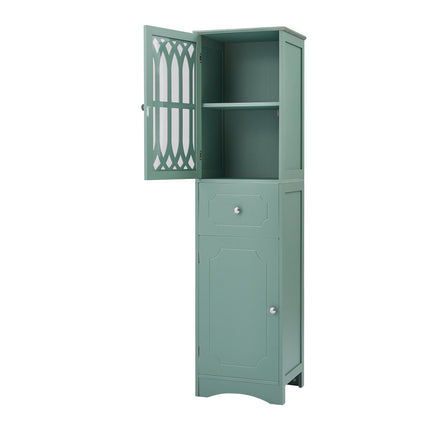 AN2- Tall Bathroom Cabinet;  Freestanding Storage Cabinet with Drawer and Doors;  MDF Board;  Acrylic Door;  Adjustable Shelf - Likeshoppe 