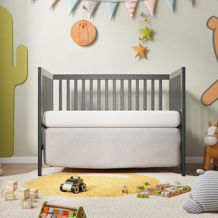 A02- Synergy,5-In-1 Convertible Crib, Converts from Baby Crib to Toddler Bed, Fits Standard Full-Size Crib Mattress ,Easy to Assemble 53*29*9 Inches-STORM GREY - Likeshoppe 