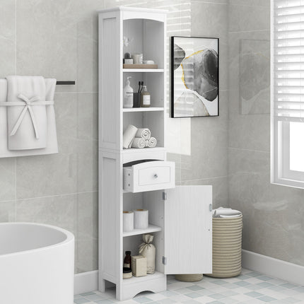 AN3- Tall Bathroom Cabinet;  Freestanding Storage Cabinet with Drawer;  MDF Board;  Adjustable Shelf - Likeshoppe 