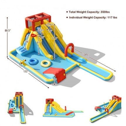 BC21- Inflatable Dual Slide Water Park Climbing Bouncer with 735W Air Blower - Likeshoppe 