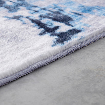 AQ2- ZARA Collection Abstract Design Gray Blue Yellow Machine Washable Super Soft Area Rug - Likeshoppe 