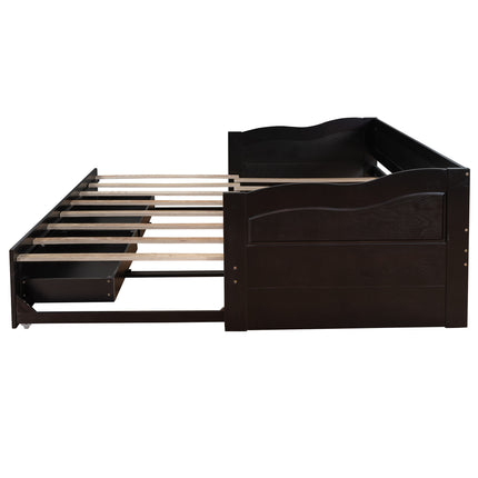 AS34- Wooden Daybed with Trundle Bed and Two Storage Drawers , Extendable Bed Daybed,Sofa Bed with Two Drawers - Likeshoppe 