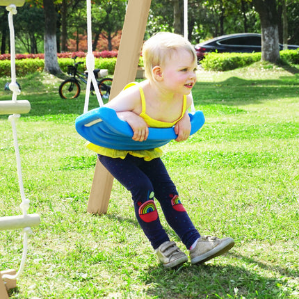 BB3- Wooden Swing Set with Slide, Outdoor Playset Backyard Activity Playground Climb Swing Outdoor Play Structure for Toddlers, Ready to Assemble Wooden Swing-N-Slide Set Kids Climbers - Likeshoppe 