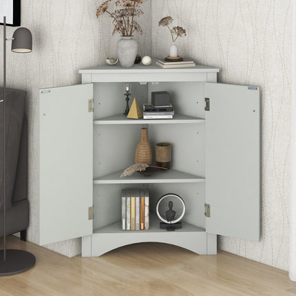 AM4- Triangle Bathroom Storage Cabinet with Adjustable Shelves;  Freestanding Floor Cabinet for Home Kitchen